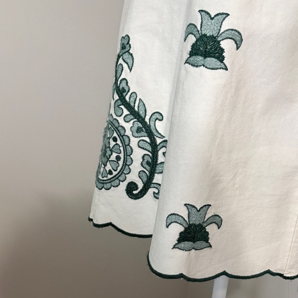 Zara White Mini Dress with Teal Embroidery - Picture 8 of 9